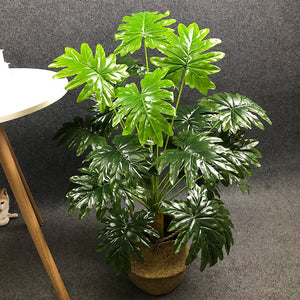 95cm Fake Palm Tree Large Artificial Monstera Plants Branch Plastic Palm Leaves Tropical Turtle Leafs For Home Floor Room Decor