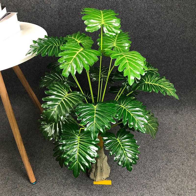 95cm Fake Palm Tree Large Artificial Monstera Plants Branch Plastic Palm Leaves Tropical Turtle Leafs For Home Floor Room Decor