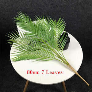 98cm 15 Heads Large Tropical Palm Tree Artificial Plants Branch Fake Palm Leaves Real Touch Plastic Foliage Home Office Decor