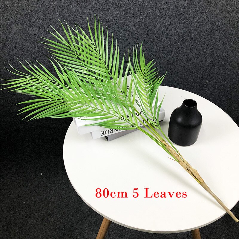 98cm 15 Heads Large Tropical Palm Tree Artificial Plants Branch Fake Palm Leaves Real Touch Plastic Foliage Home Office Decor