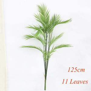 98cm 15 Heads Large Tropical Palm Tree Artificial Plants Branch Fake Palm Leaves Real Touch Plastic Foliage Home Office Decor