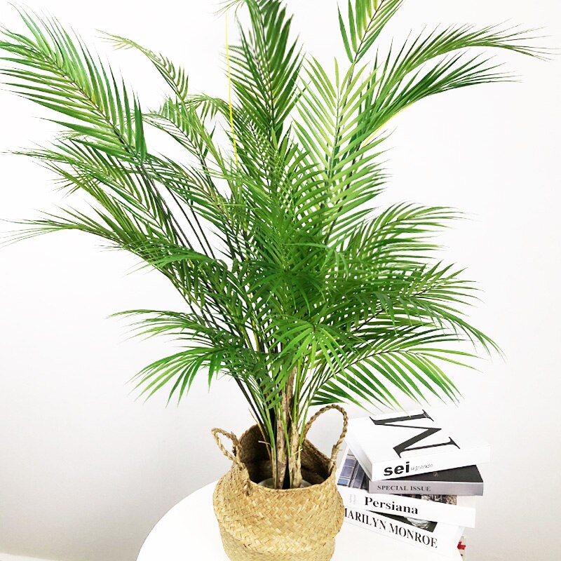 98cm 15 Heads Large Tropical Palm Tree Artificial Plants Branch Fake Palm Leaves Real Touch Plastic Foliage Home Office Decor