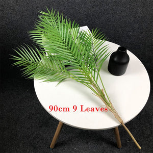 98cm 15 Heads Large Tropical Palm Tree Artificial Plants Branch Fake Palm Leaves Real Touch Plastic Foliage Home Office Decor