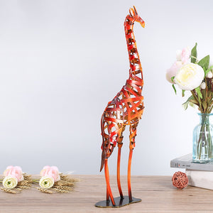 Giraffe Metal Sculpture Iron Giraffe Figurine Home Handmade Statue Home Office Desktop Decor Ornaments