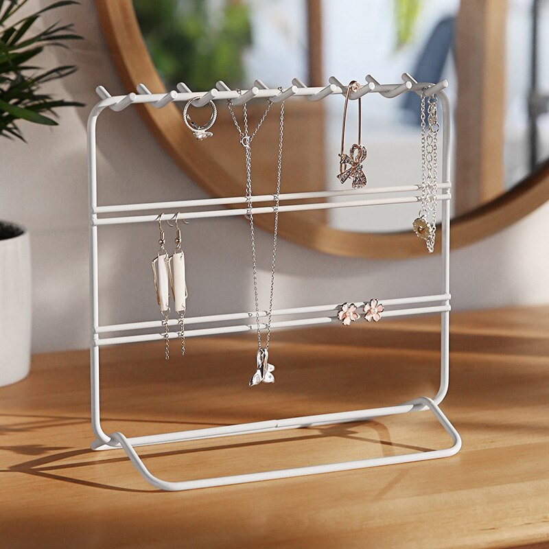 Metal jewelry rack Holder Organizer 3 Tier Pink White Necklace Earring Display Show Rack Home Decorative Shelves