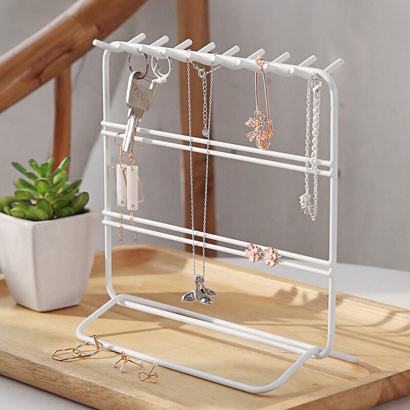 Metal jewelry rack Holder Organizer 3 Tier Pink White Necklace Earring Display Show Rack Home Decorative Shelves